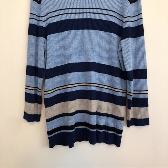 NEW NWT INVESTMENTS Plus Size Blue Light Blue Black Striped Crew Neck Sweater 1X - Picture 10 of 10